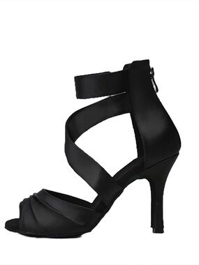 Black Strappy High-Heel Dance Sandals for Women